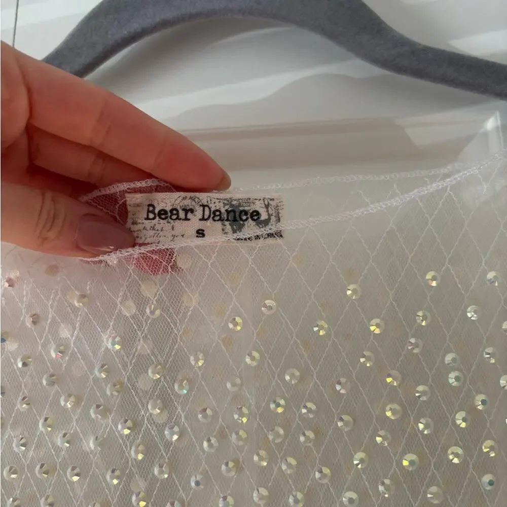 Bear Dance Ivory Sheer Pearl-Embellished Long Sleeve Top - Picture 3 of 6